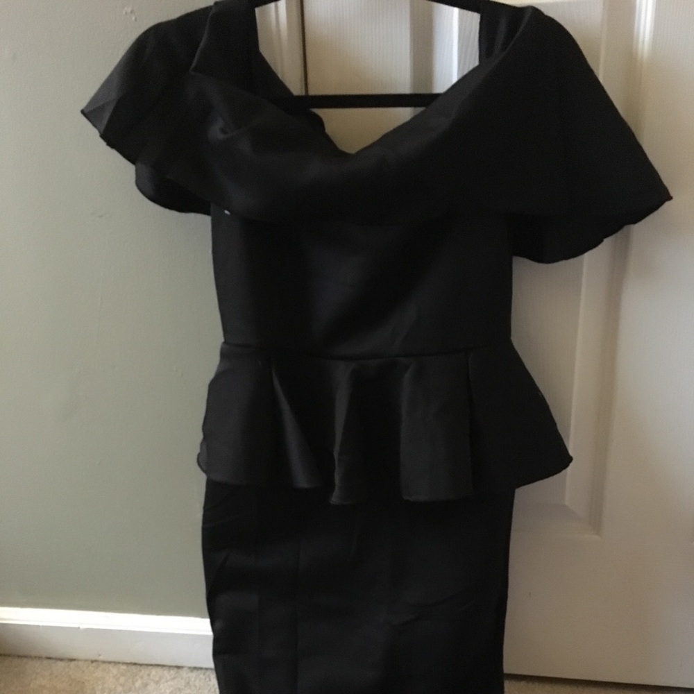 Black, Long, Peplum Dress